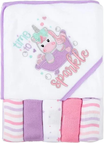 Vista 8 de Juego de toallas y paños con capucha para bebés, niños y niñas de 6 a 12 meses (sirena de mamá)