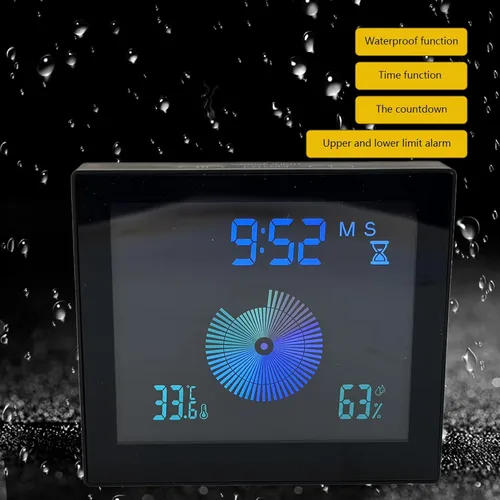 Vista 2 de Alvinlite Reloj de ducha resistente al agua, reloj digital de baño con alarma de temperatura interior, pantalla LCD grande, temporizador de pared
