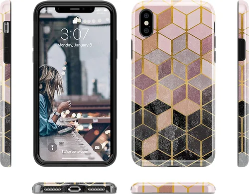 Vista 185 de Casely Funda para iPhone X/XS y I OOP Muestra mixta Diseño clásico ultra delgado