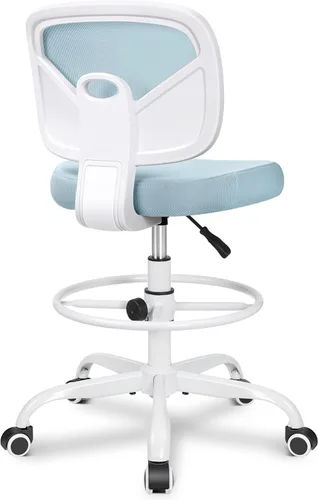 Vista 16 de Primy Silla Alta de Escritorio de Dibujo - Sin Brazos, Altura Ajustable, Respaldo de Malla, con Ruedas, Silla de Escritorio de Pie para Sala de Negro