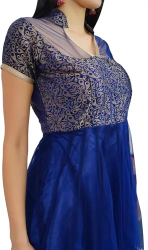 Vista 2 de Bimba Vestido de diseñador de manga casquillo de las mujeres Anarkali Kurti Kurta ropa étnica