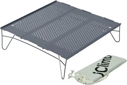 Vista 17 de iClimb Mini mesa plegable individual ultraligera y compacta para mochileros, camping, senderismo, playa, picnic (azul - S)
