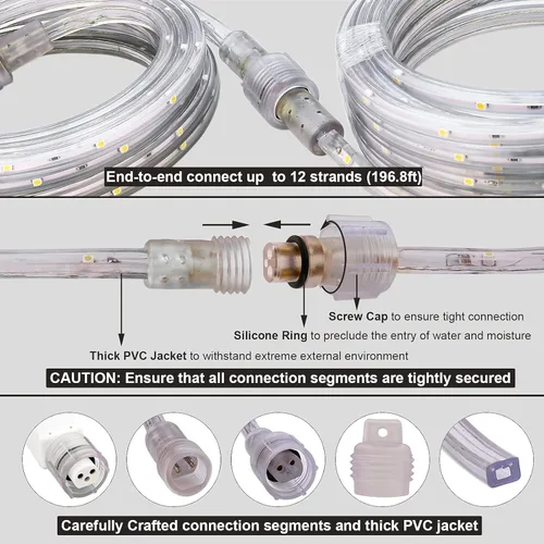 Vista 4 de Luces de Cuerda de Luz Diurna, 16.4 pies Tira de Luz LED Flexible Impermeable, Blanco Natural, Iluminación Decorativa Interior y Exterior para Hogar