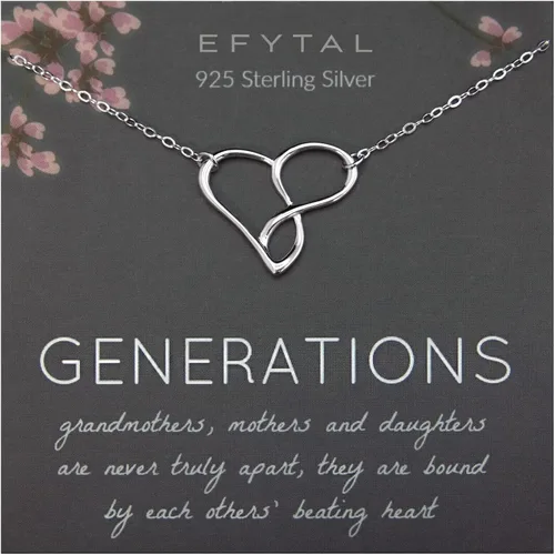 EFYTAL Regalos para el día de la madre para abuela de nieta, collar de corazón infinito de plata de ley 925, regalos para abuela de nietos, regalo