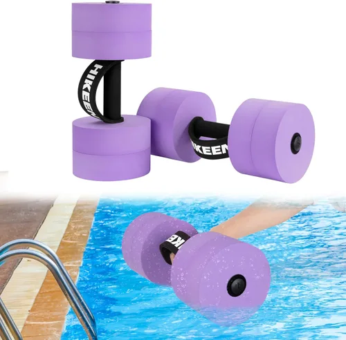 Vista 11 de Hikeen Mancuernas de ejercicio acuático con 4 pesas de espuma EVA de alta densidad para piscina, resistencia a la piscina, para aeróbic acuático