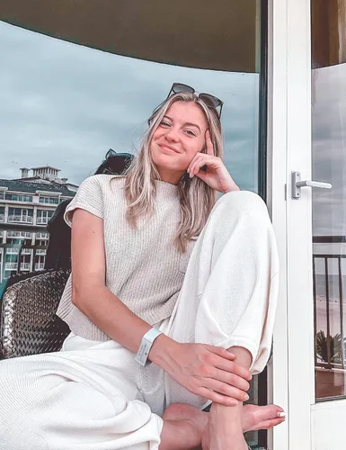 Vista 4 de Watashi Conjunto de dos piezas para mujer, suéter de punto, pantalones de cintura alta, acogedor conjunto de descanso con manga casquillo