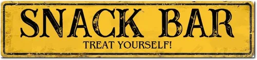 Vista 28 de Madcolitote Letrero de calle personalizado SNACK BAR con texto en inglés «Snack Bar» de madera para decorar la pared de la sala de estar, arte