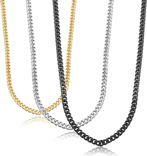 Jstyle Cuban Link Chain for Men Women 316L Stainless Steel Chain Necklace 3.5mm Non Tarnish Necklaces Black Silver Gold Tone Chains 1618202224262830