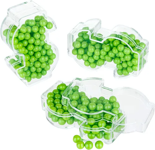 Vista 2 de Hammont Cajas de dulces acrílicas con forma de dinero, paquete de 12, 3.16 x 1 x 1.96 pulgadas, perfectas para bodas, cumpleaños, recuerdos