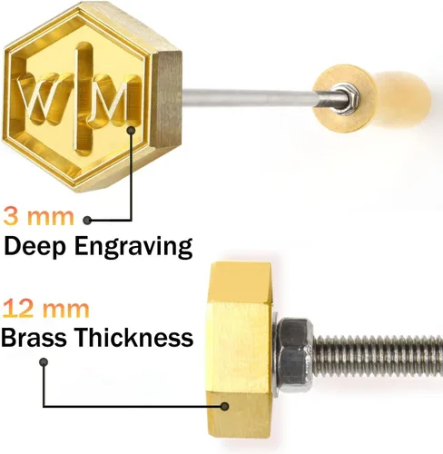 Vista 2 de Hierro de marca personalizado para madera, sellos de hierro de marca de metal, sellos de boda, hierro de marca personalizado para carne y alimentos