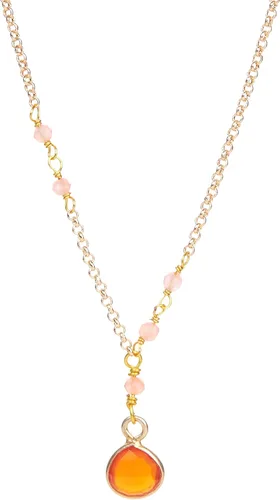 Lannaclothesdesign Collar con colgante para mujer, collar de piedra natal hecho a mano, collar de cristal de latón chapado en plata y oro, elegante