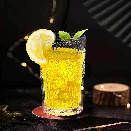 Vista 9 de Cristalería Vintage Vasos Románticos para Beber - Juego de 6 Vasos de Cóctel de 12 onzas Vasos de Agua con Relieve para Beber Perfectos Vasos