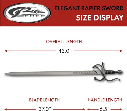 Vista 3 de SZCO Espada de estoque de 38 pulgadas Espada decorativa renacentista de esgrima europea elegante con hoja de acero inoxidable 420, mango