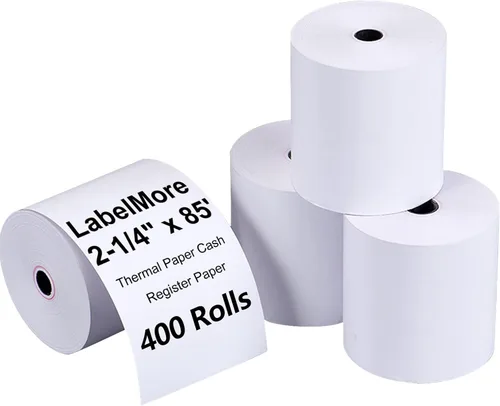 Vista 11 de LabelMore Papel térmico de recibo de 2-1/4 pulgadas x 85 pies, rollos de papel para tarjetas de crédito térmicos, rollo de caja registradora, papel