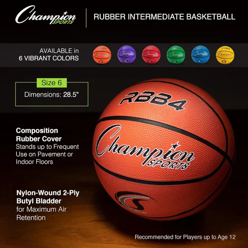 Vista 3 de Champion Sports - Pelotas de baloncesto oficiales de nailon con cubierta de goma resistente