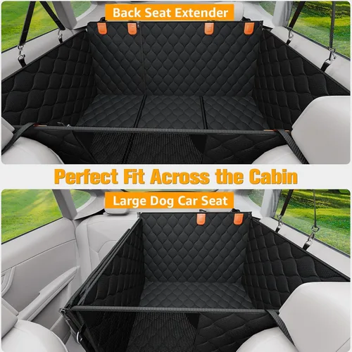 Vista 4 de PETICON Extensor de asiento trasero convertible para perros, funda de asiento de automóvil para perro, parte inferior dura con capacidad para 400
