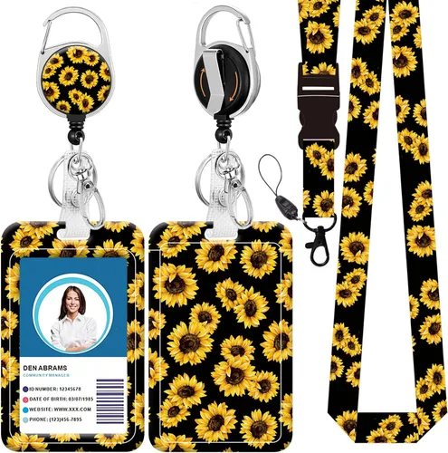 Vista 22 de Cordón para credencial y soporte para tarjetas de identificación, carretes retráctiles con clip para cinturón de carrete de mosquetón, cordón