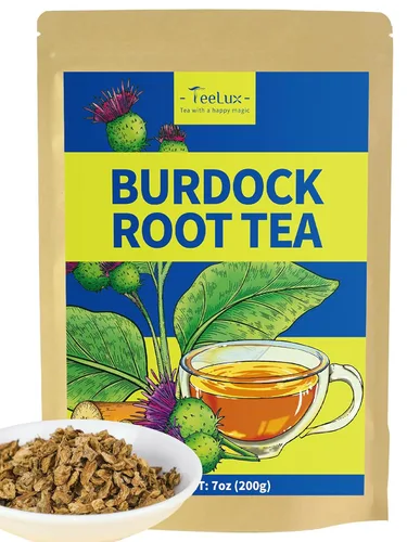 TeeLux Té de Raíz de Bardana, Cortado y Tamizado, Té de Raíz de Bardana Natural Puro en Hojas Sueltas, Libre de Cafeína, Té Herbal Premium, 7oz