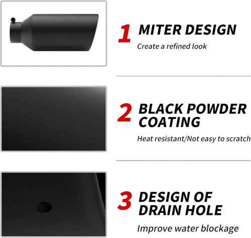 Vista 2 de Richeer Punta de escape de 4 a 7 pulgadas, entrada de 4 pulgadas, salida de 7 pulgadas, longitud total de 15 pulgadas, punta de escape de acero