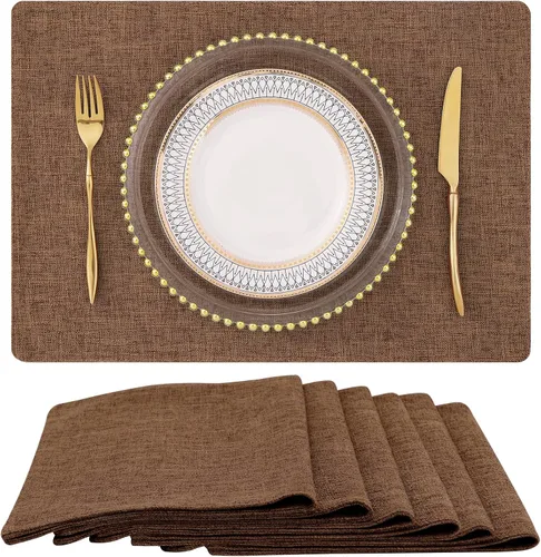 Vista 33 de homing - Juego de 4 manteles individuales de algodón y lino, manteles de tela lavables para mesa de comedor de estilo rústico para interiores y Negro