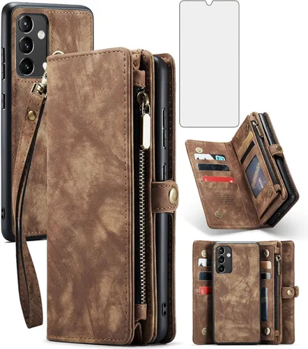 Vista 10 de Asuwish Funda de teléfono para Samsung Galaxy A54 5G con cremallera, funda desmontable con protector de pantalla de vidrio templado y tarjetero