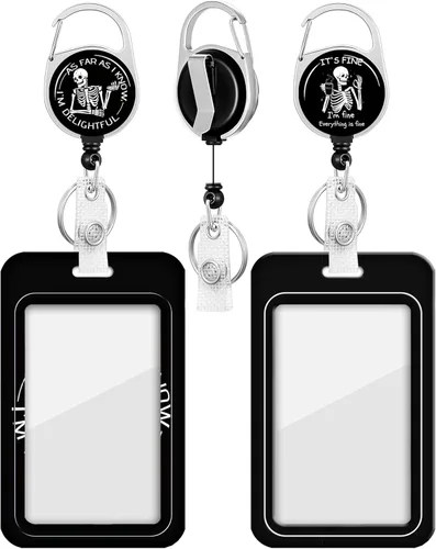 Vista 18 de Paquete de 2 portatarjetas y carrete retráctil resistente, soportes para tarjetas de identificación con clip retráctil para enfermeras, profesores