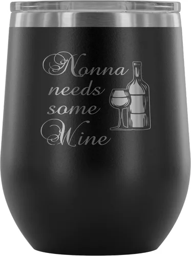 Vista 9 de Nonna Needs Some Wine - Vaso de vino aislado con tapa, vaso de vino de acero inoxidable sin tallo de 12 onzas, taza de viaje aislada al vacío