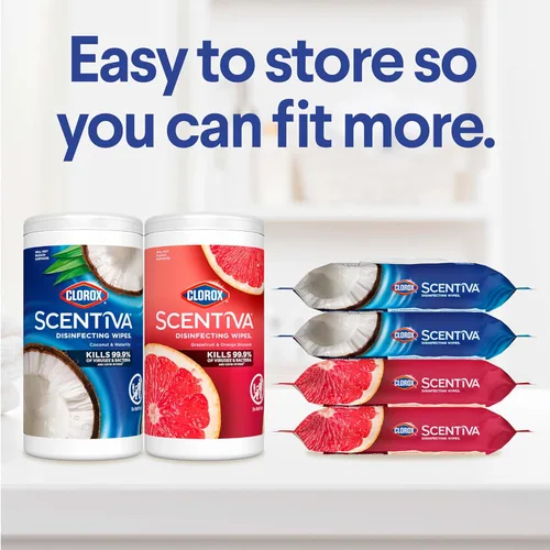 Vista 7 de Clorox Scentiva Wipes, toallitas de limpieza sin blanqueador - Pacific Breeze & Coco, 75 unidades (paquete de 3)