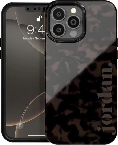 Vista 13 de Funda Personalizada de Caligrafía con Nombre Carey Tort Monograma Personalizado, Compatible con iPhone 17 Air, 16 Pro Max, 15 Plus, 14, 13 Mini, 12
