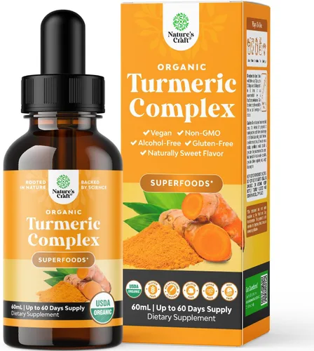 Gotas líquidas de cúrcuma orgánica para adultos, curcumina de cúrcuma con pimienta negra, canela y extracto de jengibre líquido para dolor en las
