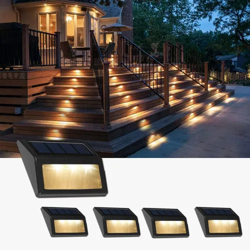 Vista 16 de Luces Solares para Exteriores, Impermeables, Luces de Escalón para Terraza con Energía Solar para Patio Jardín Traspatio Garaje Entrada Sendero