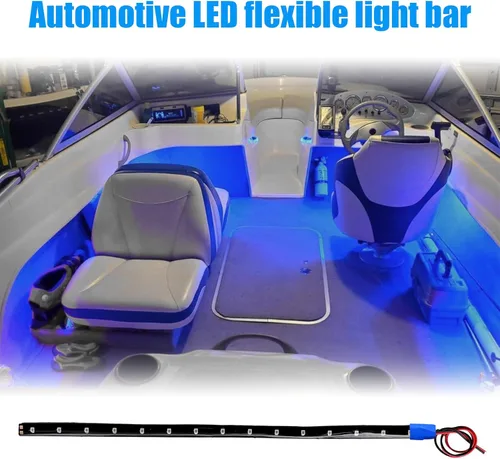 Vista 6 de Dickno 6 PCS Tira de Luces LED de 15 LED para Debajo de la Carrocería, 1 Pie 12V Impermeable Tira de Luz LED Interior Exterior para Coche con Cable