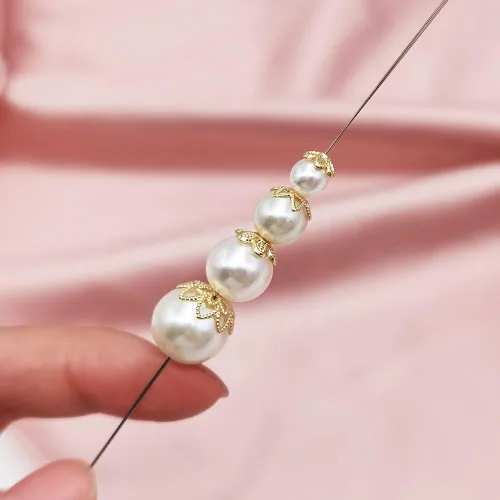 Vista 5 de INSPIRELLE 120 tapas de cuentas chapadas en oro de larga duración de metal de filigrana con forma de copa para joyería, pulseras, collares