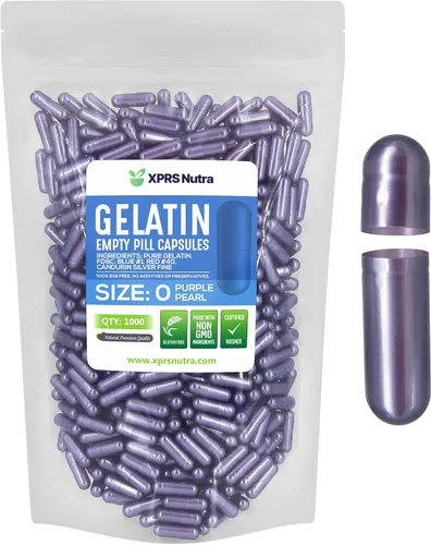 Vista 55 de XPRS Nutra Size 0 Empty Capsules - 500 Count Empty Gelatin Capsules - Pills DIY Capsule Filling - Pure Bovine Pill Gel Caps for Do-It-Yourself Purple