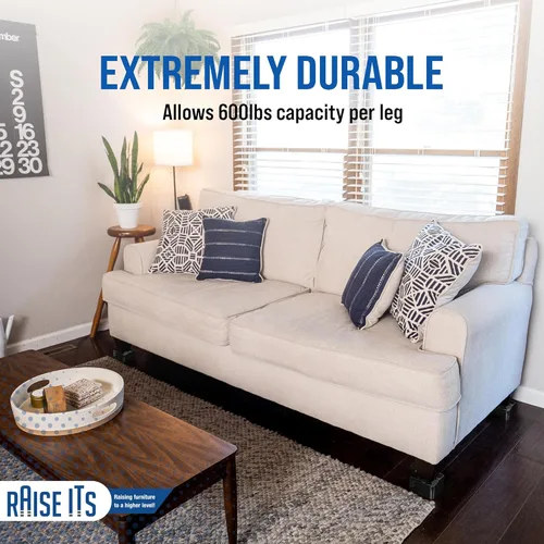 Vista 4 de Raise ITS Furniture Risers - Elevador de cama, color negro, 1 x 4 x 4 pulgadas (8 unidades)