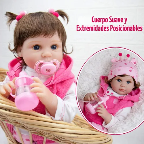 Vista 4 de Muñecas de bebé Reborn realistas de 22 pulgadas, muñecas de bebé recién nacidas de aspecto real con accesorios completos, perfectas para abrazar
