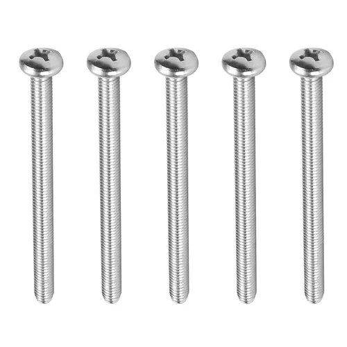 Vista 69 de MroMax 50 tornillos de máquina Phillips de cabeza plana M5 x 0.315 in, acero inoxidable 304 18-8, rosca completa, tornillos de cabeza cruzada gris