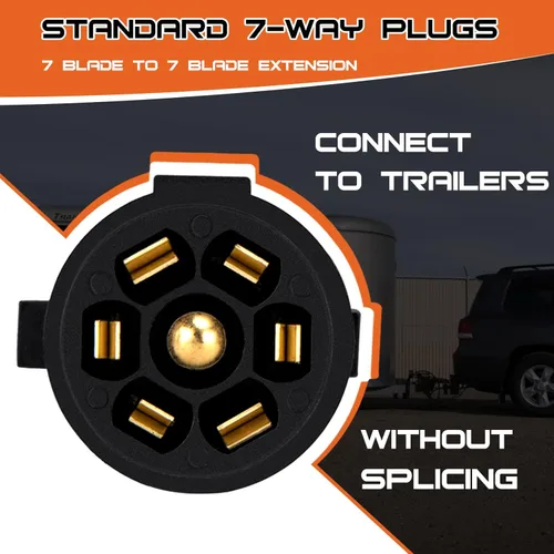 Vista 3 de Extensión de remolque de 7 pines (4 pies) - Extensión de enchufe de remolque de 7 vías - Extensión de enchufe de remolque de 7 cuchillas