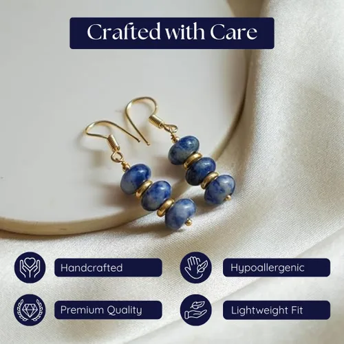Vista 4 de Gempires - Aretes ligeros con cuentas hechas a mano, hipoalergénicos, chapados en oro, aretes colgantes para mujer