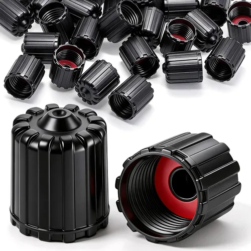 Vista 30 de 10 piezas de tapas de válvula de neumático TPMS con vástago largo, tapas de válvula de rueda de plástico negro para TPMS TR20008, tapas de vástago