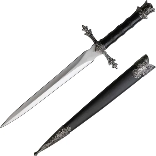 Vista 10 de MASTER USA Mini espada corta medieval, hoja de acero inoxidable con mango de metal fundido, vaina de madera - Fantasía, coleccionable