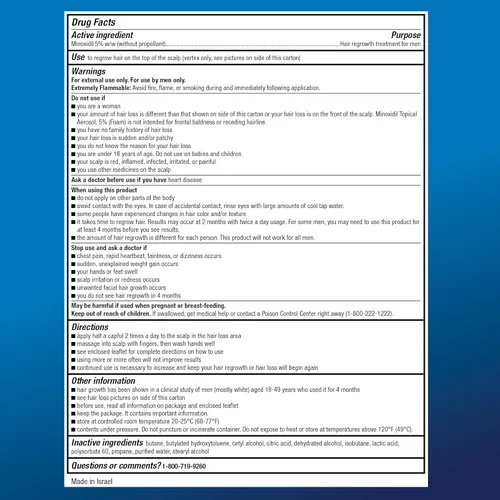 Vista 3 de Yaxa Basic Care Minoxidil Aerosol Tópico, Espuma al 5% Tratamiento para el Crecimiento del Cabello para Hombres, Sin Fragancia, Suministro de 3
