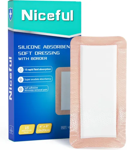 Vista 11 de Niceful Apósito de Silicona Súper Absorbente para Heridas-4"× 4" Vendajes Autoadhesivos para el Cuidado de Heridas, Elegible para FSA HSA