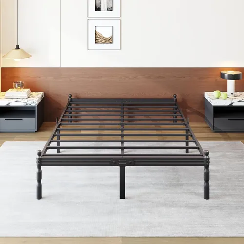 Vista 19 de COMASACH Base de cama resistente de tamaño individual con almacenamiento y tapón de colchón, marco de cama de metal con plataforma, no necesita