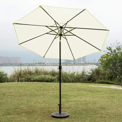 Vista 3 de Sunnyglade Sombrilla de patio de 9 pies para exteriores con 8 varillas resistentes (beige)