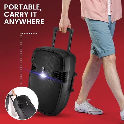 Vista 7 de Pyle PPHP1535WMU - Altavoz PA Bluetooth de 1600 W, 15"" - Sistema de sonido portátil para interiores/exteriores con (2) micrófonos inalámbricos UHF