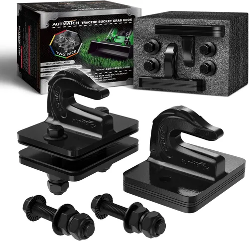 AUTMATCH Gancho de agarre para cubo de tractor de 3/8 pulgadas (2 paquetes) - Gancho de agarre atornillado, gancho de remolque con placa de respaldo