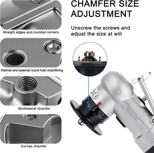 Vista 3 de Mini máquina de biselado 2 en 1, herramienta de chaflán de aire, herramienta de desbarbado para madera de metal, herramientas neumáticas, pequeñas