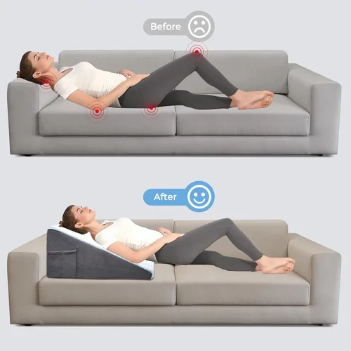Vista 7 de puredown® Almohada de cuña de cama de 12 pulgadas, almohadas de cuña de enfriamiento para cabecero, cuña de almohada para reflujo ácido nocturno
