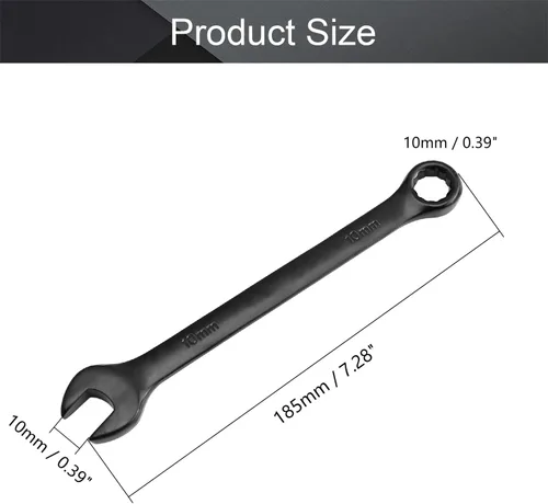 Vista 2 de Utoolmart Llave combinada de apertura de 0.394 in, material Cr-V con recubrimiento negro de electroforesis, longitud de 5.315 in para reparación uso